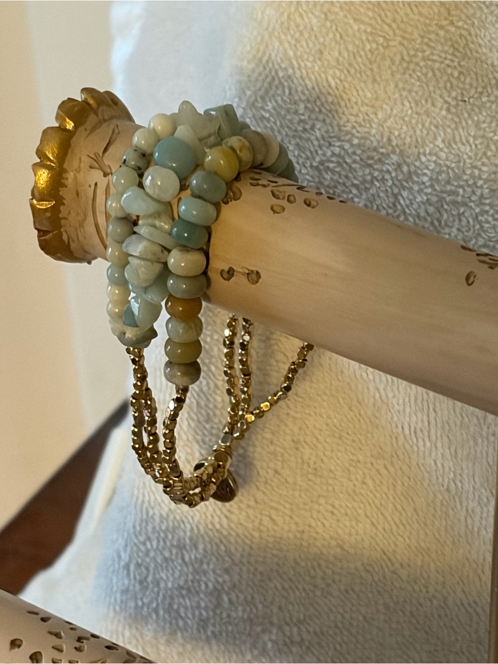 Erimish Aqua, Cream & Gold Stack Bracelet Set